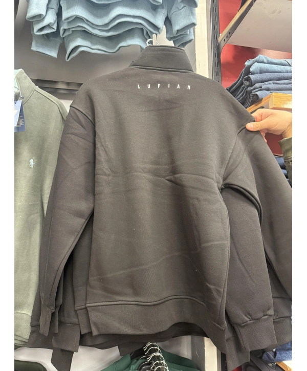 Balıkçı Yaka Fermuarlı Üç İplik Sweatshırt