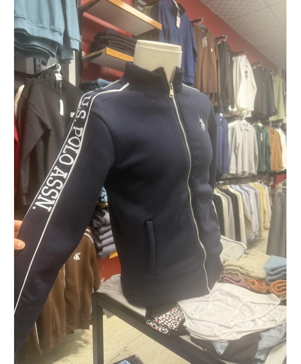 Kolları Yazı Detaylı Fermuarlı Sweatshırt