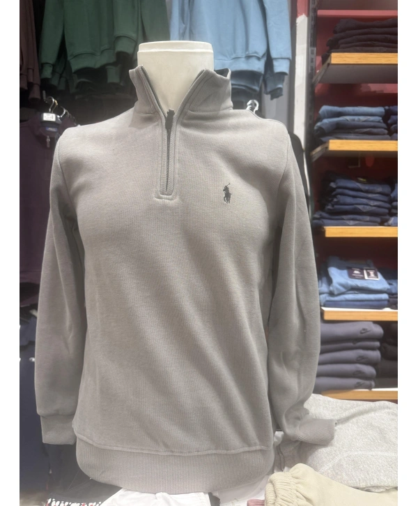 Fermuarlı Balıkçı Yaka Sweatshırt