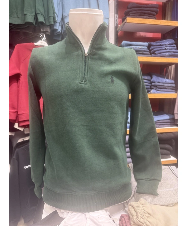 Fermuarlı Balıkçı Yaka Sweatshırt