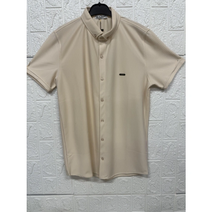 Kısa Kollu Bürümcük Doku Sade Gömlek