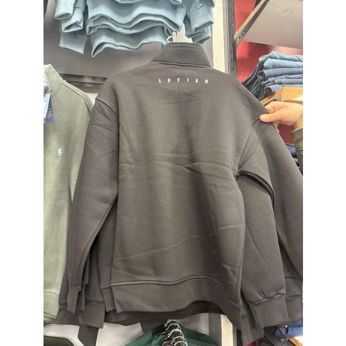 Balıkçı Yaka Fermuarlı Üç İplik Sweatshırt