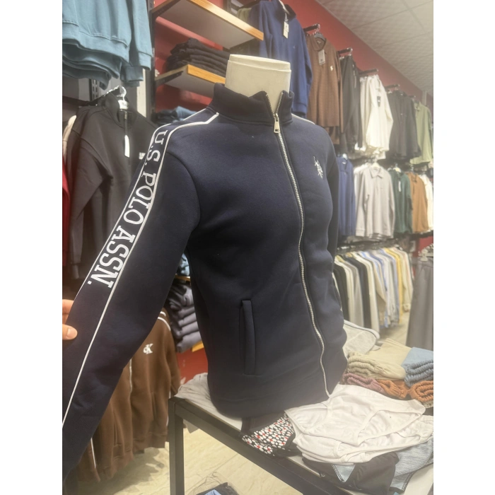 Kolları Yazı Detaylı Fermuarlı Sweatshırt