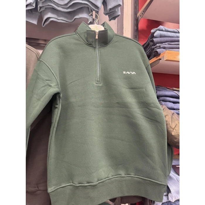 Balıkçı Yaka AV Fermuarlı Üç İplik Sweatshırt