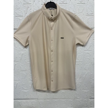 Kısa Kollu Bürümcük Doku Sade Gömlek