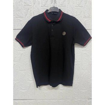 Çıtçıt Düğmeli Polo Yaka Yakası ve Kol Uçları Kırmızı Detaylı Tişört