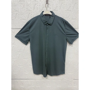 Kısa Kollu Pike Çıtçıt Düğmeli Gömlek