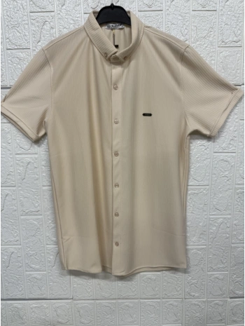 Kısa Kollu Bürümcük Doku Sade Gömlek