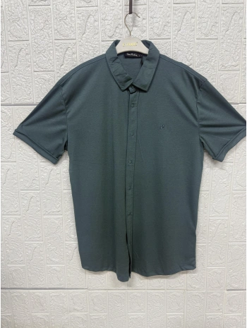 Kısa Kollu Pike Çıtçıt Düğmeli Gömlek