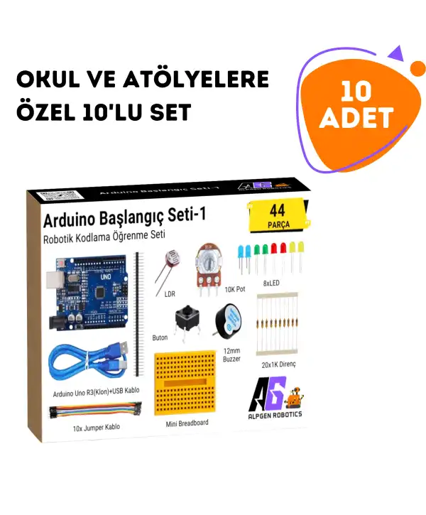 10 Adet 44 Parça Arduino Uno Robotik Kodlama Başlangıç Seti-1