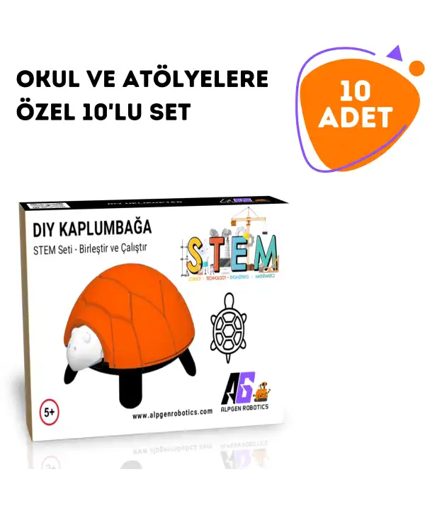 10 Adet STEM Kaplumbağa Seti - Çocuklar İçin Eğlenceli ve Eğitici Montaj Oyuncağı