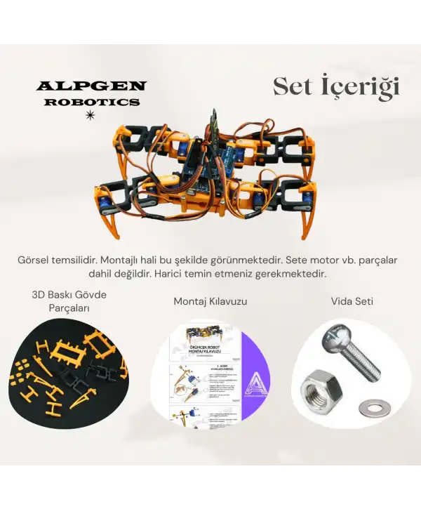 3D PLA Baskı Örümcek Robot Gövdesi (Elektroniksiz) Demonte