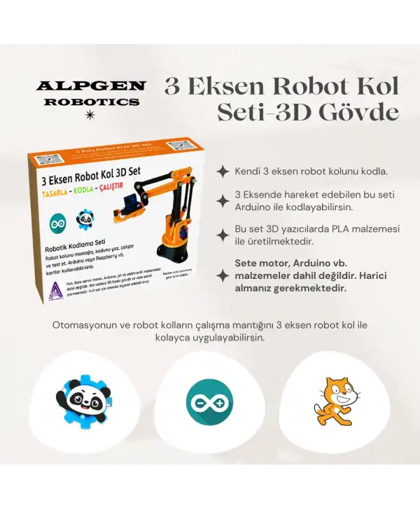 3D PLA Baskı Robot Kol (Elektroniksiz) Demonte