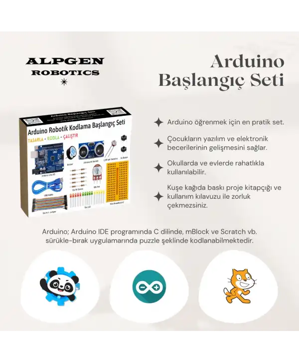 Arduino Uno (Klon) R3 Robotik Kodlama Başlangıç Seti 44 Parça + Proje Kitapçığı