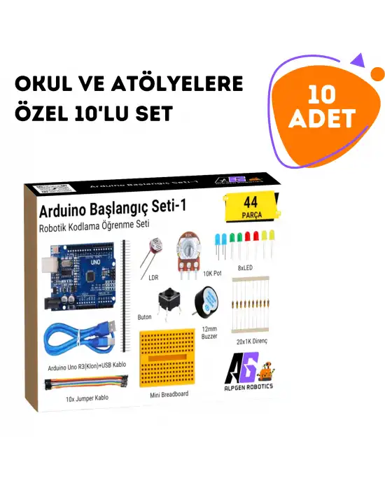 10 Adet 44 Parça Arduino Uno Robotik Kodlama Başlangıç Seti-1