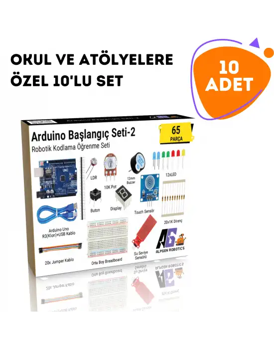 10 Adet 65 Parça Arduino Uno Robotik Kodlama Başlangıç Seti-2