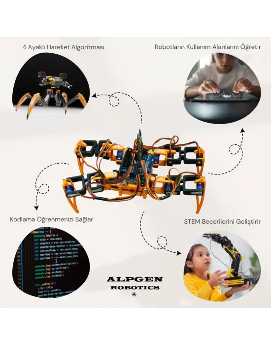 3D PLA Baskı Örümcek Robot Gövdesi (Elektroniksiz) Demonte