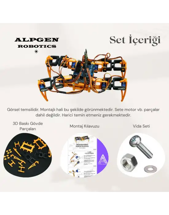 3D PLA Baskı Örümcek Robot Gövdesi (Elektroniksiz) Demonte