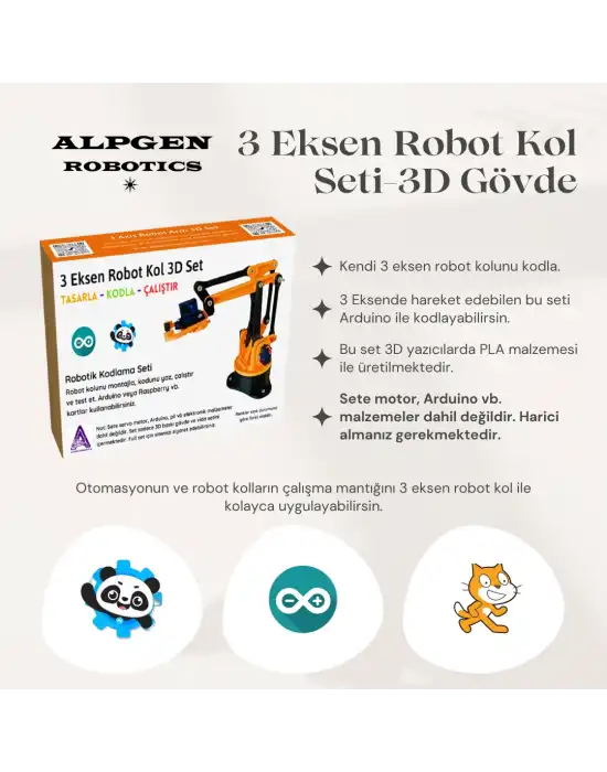 3D PLA Baskı Robot Kol (Elektroniksiz) Demonte