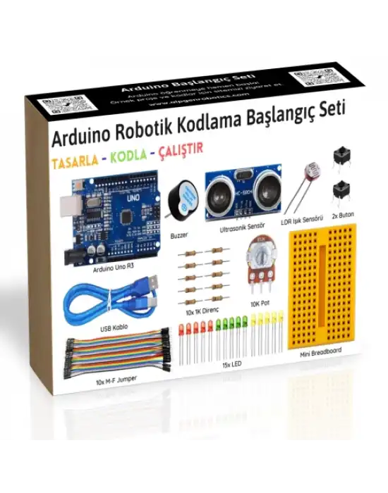 Arduino Uno (Klon) R3 Başlangıç Seti 10lu Atölye Paketi