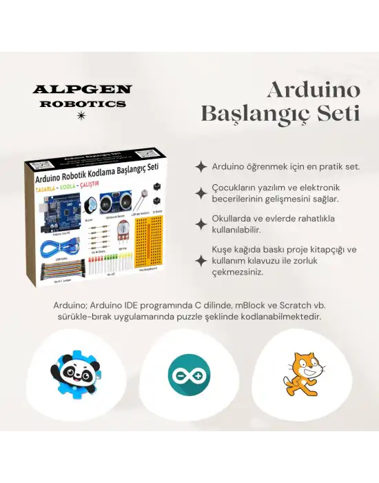 Arduino Uno (Klon) R3 Robotik Kodlama Başlangıç Seti 44 Parça + Proje Kitapçığı