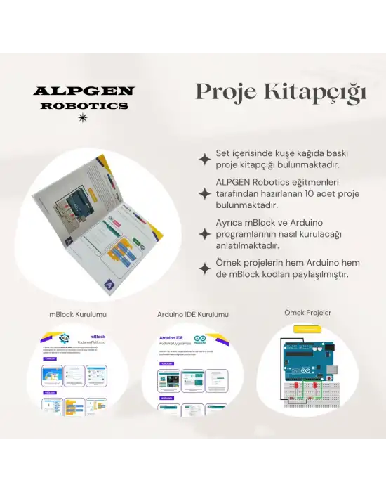 Arduino Uno (Klon) R3 Robotik Kodlama Başlangıç Seti 44 Parça + Proje Kitapçığı