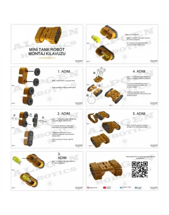 3D PLA Baskı Paletli Tank Robot (Elektroniksiz) Demonte