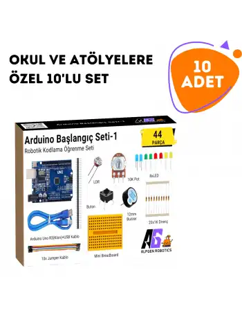 10 Adet 44 Parça Arduino Uno Robotik Kodlama Başlangıç Seti-1