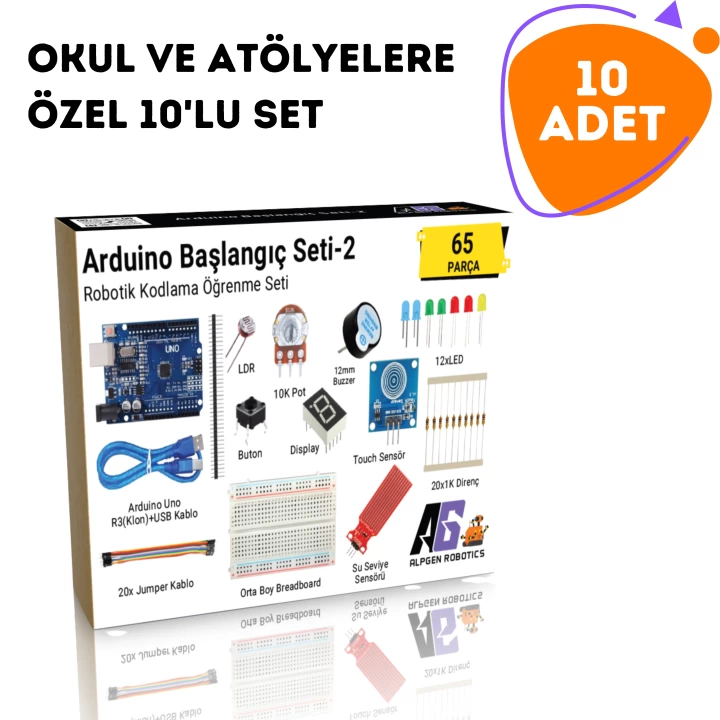10 Adet 65 Parça Arduino Uno Robotik Kodlama Başlangıç Seti-2