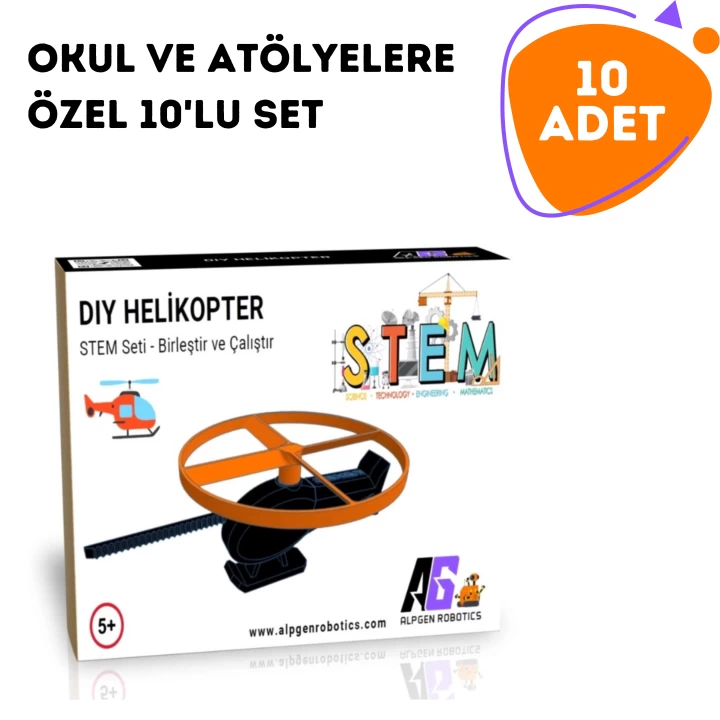10 Adet STEM Helikopter Seti - Çocuklar İçin Eğlenceli ve Eğitici Montaj Oyuncağı