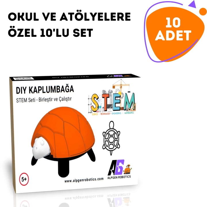 10 Adet STEM Kaplumbağa Seti - Çocuklar İçin Eğlenceli ve Eğitici Montaj Oyuncağı