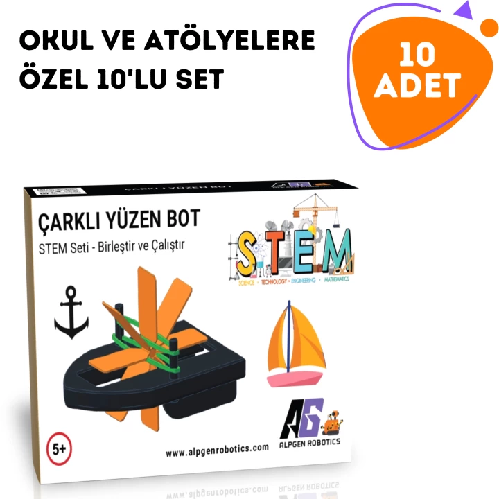 10 Adet STEM Suda Yüzen Bot Seti - Çocuklar İçin Eğitici ve Eğlenceli Bilim Seti!
