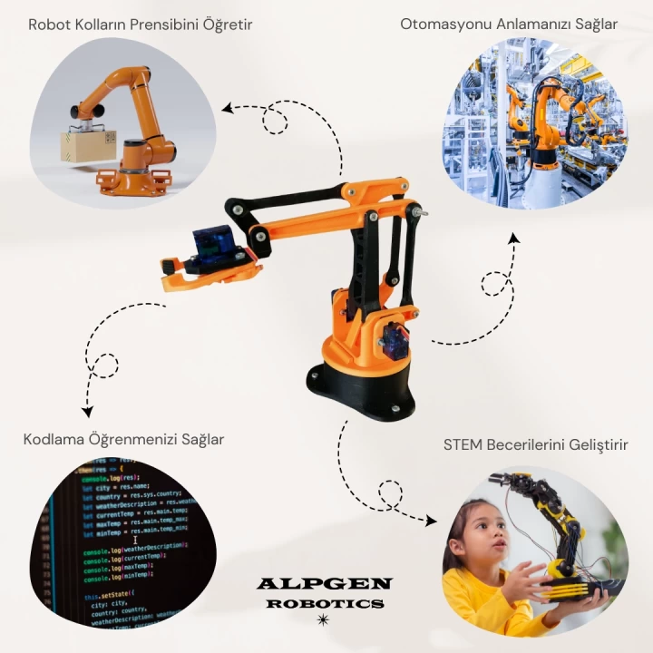 3D PLA Baskı Robot Kol (Elektroniksiz) Demonte
