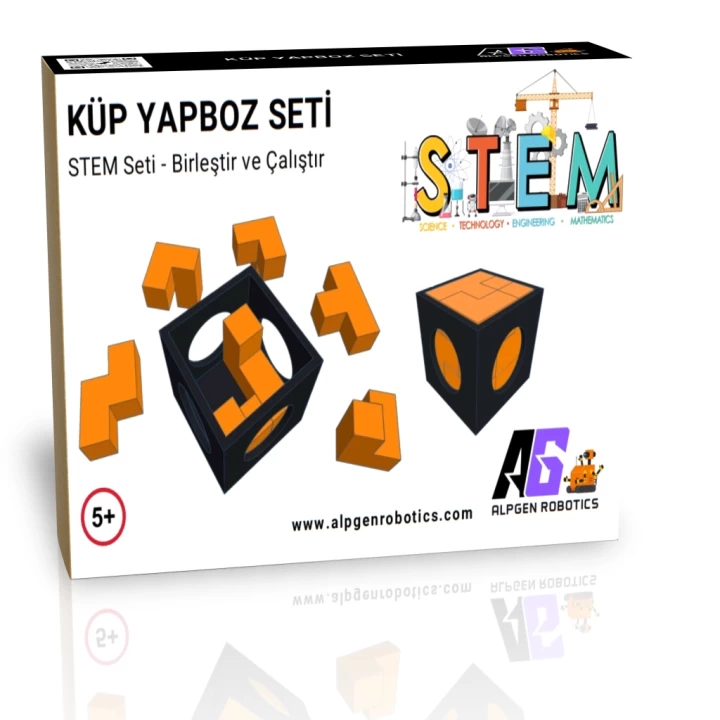 STEM Küp Yapboz Seti - 7 Parçalı Geometrik Zeka Oyunu