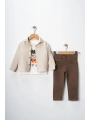 Erkek Çocuk Kolu Ayarlanabilir Gömlekli Pantolonlu Tişörtlü Üçlü Takım
