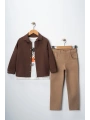 Erkek Çocuk Kolu Ayarlanabilir Gömlekli Pantolonlu Tişörtlü Üçlü Takım