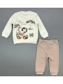 Erkek Bebek Orman Hayvanları Baskılı Alt Üst İkili Gündelik Takım
