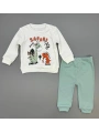 Erkek Bebek Safari Baskılı Alt Üst İkili Gündelik Takım