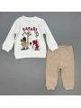Erkek Bebek Safari Baskılı Alt Üst İkili Gündelik Takım