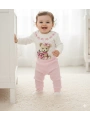 Kız Bebek Ayıcık Baskılı Çıt Çıtlı Alt Üst İkili Gündelik Takım 6-18 Ay