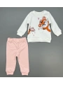 Kız Bebek Baskılı Çıt Çıtlı Alt Üst İkili Gündelik Takım 6-18 Ay