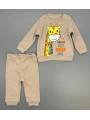 Bebek Zürafa Baskılı Çıt Çıtlı Alt Üst İkili Gündelik Takım 6-18 Ay