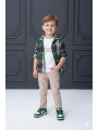 Erkek Çocuk Kolu Ayarlanabilir Gömlekli, Baskılı Tişörtlü ve Cepli Pantolonlu 3lü Lüks Takım