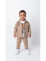 Erkek Çocuk Şapka Hediyeli Kaplan Baskılı 3’lü Kombin Takım - Ceket, Tişört ve Pantolon
