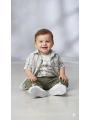 Erkek Bebek 3lü Takım - %100 Pamuk Baskılı Tişört, Çizgili Gömlek ve Pantolon Seti