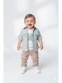 Erkek Çocuk Şapka Hediyeli Mevsimlik 3lü Kombin Takım - Ceket, Baskılı Tişört ve Pantolon
