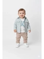 Erkek Çocuk Şapka Hediyeli Mevsimlik 3lü Kombin Takım - Ceket, Baskılı Tişört ve Pantolon