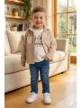 Erkek Çocuk Casual 3lü Takım - Kolu Katlanabilir Gömlek, %100 Pamuk Tişört ve Beli Ayarlanabilir Jean