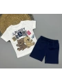 Erkek Bebek Ayıcık Baskılı Tişört Şort Takımı - 6-18 Ay