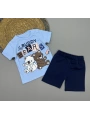 Erkek Bebek Ayıcık Baskılı Tişört Şort Takımı - 6-18 Ay